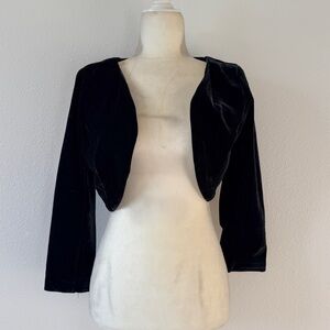 Limited Edition Black Velvet Lined Cropped Shrug Long Sleeve Formal Dressy Med